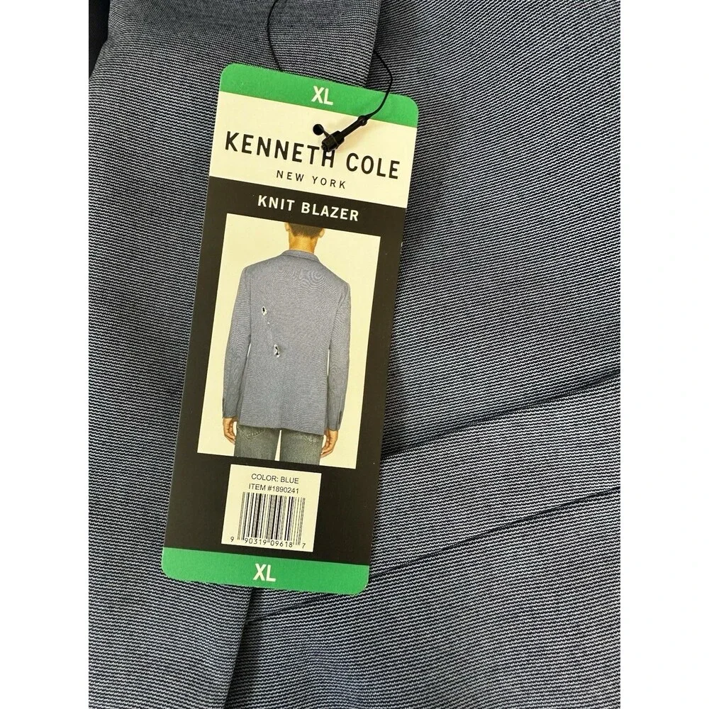 Kenneth Cole Men's New York Knit Blazer Classic Fit Jacket, Blue(Light), Size XL